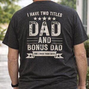Dad & Bonus Dad | Black Heather | Graphic T-Shirt